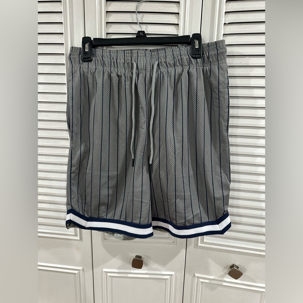 Brooklyn athletics Gray and Blue Striped Athletic Shorts